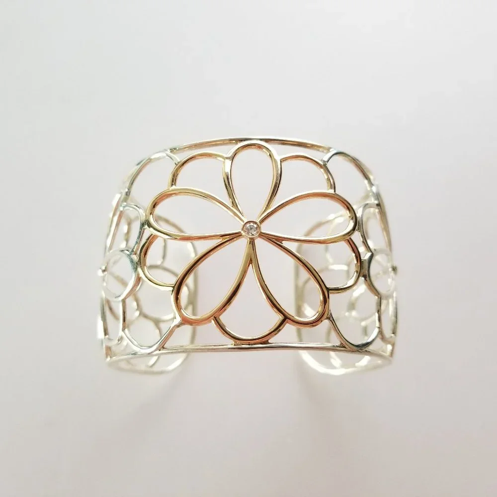 Tiffany & Co. Gold and Silver Garden Bangle Cuff Bracelet